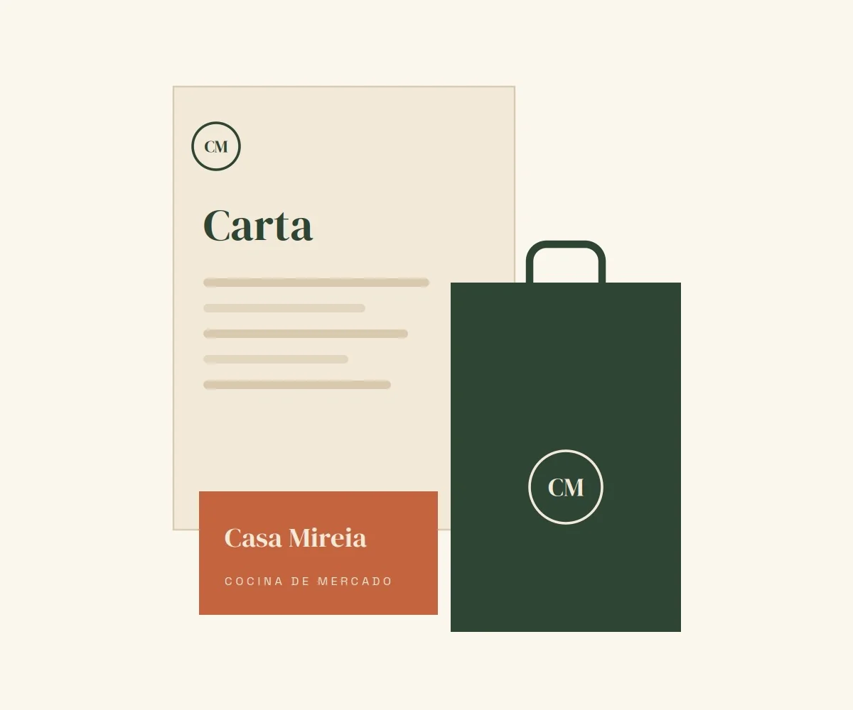 Carta impresa y bolsa de Casa Mireia