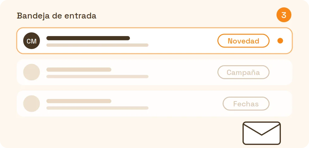 Ilustración de una bandeja de entrada con emails del local